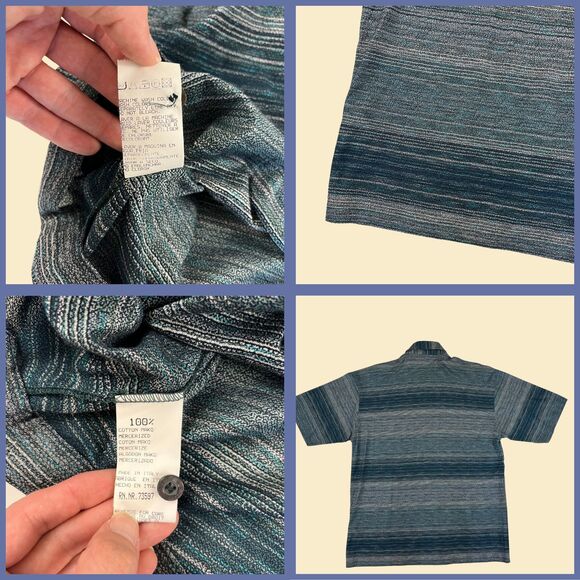 90s/Y2K Raffi Linea Uomo mens XL shirt, vintage new old stock Italian teal shirt - Picture 2 of 8